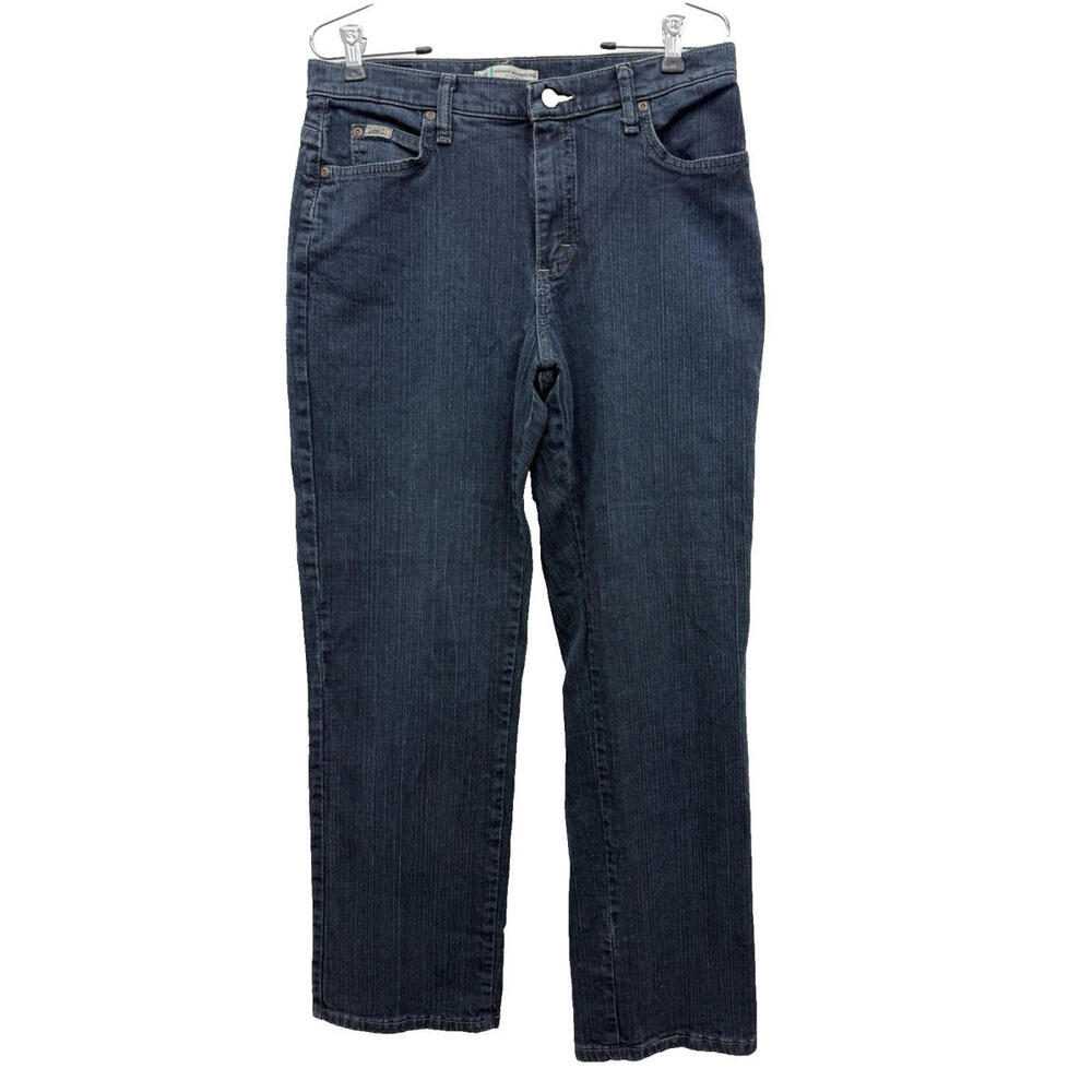 Lee Size 8 Medium Relaxed At The Waist Straight Leg Dark Wash Blue Stretch Denim